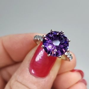 LUSTRO STELLA AAA HoneyComb Cut Purple White Premium Cubic Zirconia Ring…